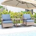 thumbnail image 1 of Auzfy 3 Pcs Oversized Wicker Patio Rocking Swivel Outdoor Chairs with Blue Cushion, Outdoor 360°Swivel Gliders Set, 1 of 7