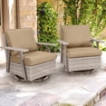 thumbnail image 1 of Auzfy Oversized Patio Wicker Swivel Rocker Chairs Set of 2 for Outdoor Poolside, Brown, 1 of 6