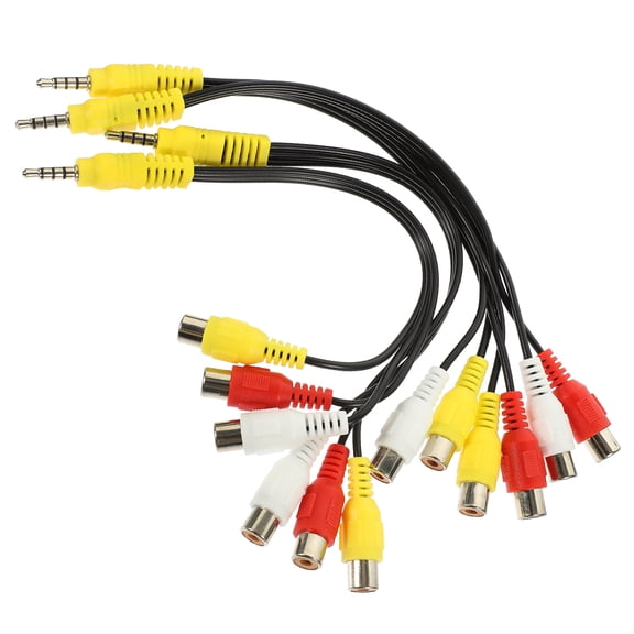 Av Adapter Cable 4 Pcs Audio Patch Cord 3-way for Set-Box One Point Three Wire