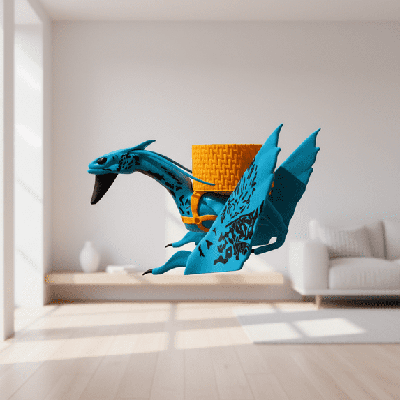 Av-atar Mountain Banshee Popcorn Bucket Collectible Figure | Detailed Ik-ran Replica Statue for Movie Fans | Unique Desktop Ornament for Home Theater Decor