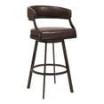 thumbnail image 1 of Ava 26 Inch Swivel Counter Stool, Curved, Faux Leather, Auburn Brown - Saltoro Sherpi, 1 of 5
