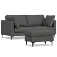 thumbnail image 1 of Ava 76" Mid Century Modern Sofa & Ottoman Set in Pebble Grey Performance Fabric - Eco-Friendly Recycled Polyester, Solid Wood Frame, Metal Legs - Living Room Furniture for 2 - Easy Assembly, 1 of 17