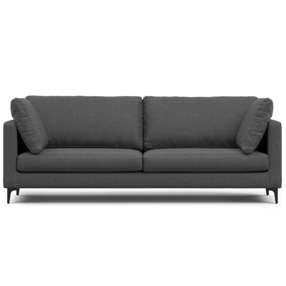 Ava 90" Mid-Century Modern Sofa in Pebble Grey Performance Fabric | 3-Seater Living Room Couch | Durable, Eco-Friendly, Spill-Resistant | Solid Wood & Metal Legs | Made in Vietnam
