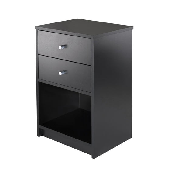 Ava Accent Table with 2 Drawers in Black Finish