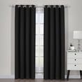thumbnail image 1 of Ava Blackout Weave Grommet Curtain Panels With Tie Backs Pair ( Set of 2) - W108" X L84" Pair - Black, 1 of 5