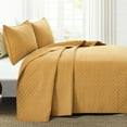 thumbnail image 1 of Ava Diamond Oversized Cotton Quilt Mustard 3Pc Set King, 1 of 11