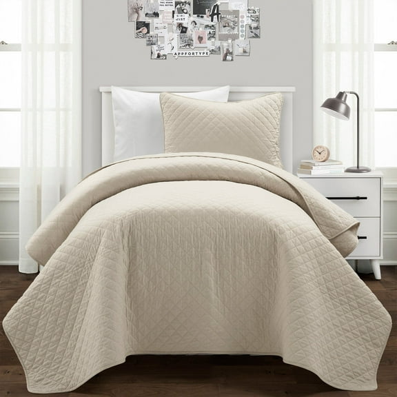 Ava Diamond Oversized Cotton Quilt Set by Lush Decor