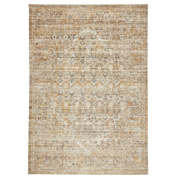 Ava Distressed Arabesc Area Rug - Gold, 2'2"x7'6"