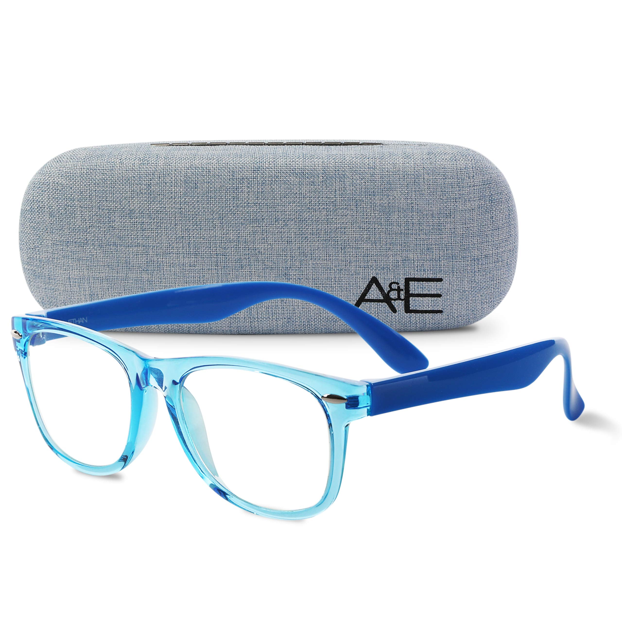 Ava & Ethan Clear Lens Glasses for Kids, Non Prescription Fake Glasses for Toddlers/Kids (Ages-3-12) Blue