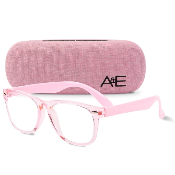 Ava & Ethan Clear Lens Glasses for Kids, Non Prescription Fake Glasses for Toddlers/Kids (Ages-3-12) Pink