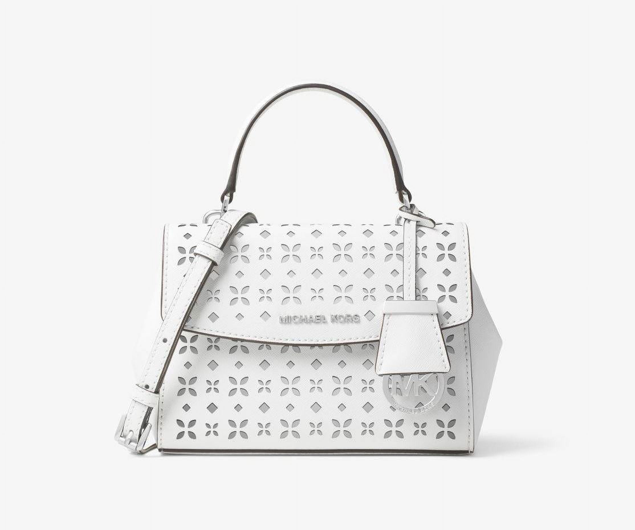 Ava Extra-Small Perforated-Leather Crossbody - White/Silver -  32T6SAVC5U-764 