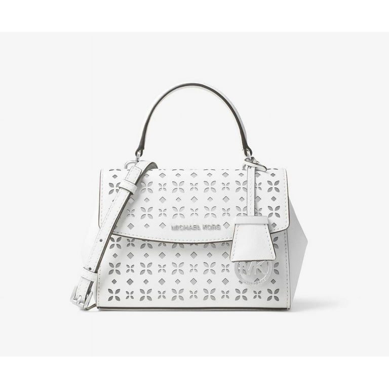 Ava Extra-Small Perforated-Leather Crossbody - White/Silver