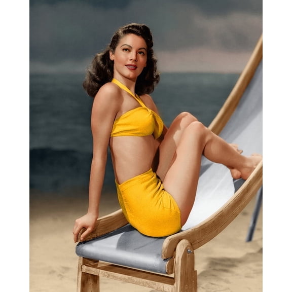 Ava Gardner Stunning Vintage Pin Up in Yellow Bikini 24x36 Movie Poster