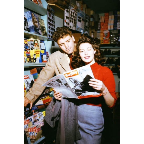 Ava Gardner in The Killers Burt Lancaster reading vintage magazine on set 24x36 Poster