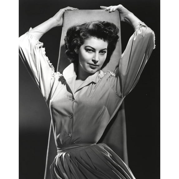 Ava Gardner posed in Long Dress in Black and White Portrait Photo Print (24 x 30)