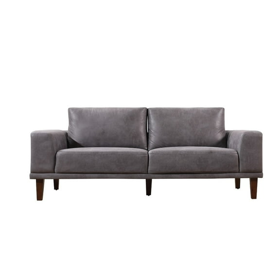 Ava Mid-Century Faux Leather Fabric Sofa Grey