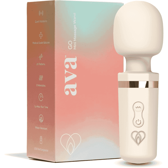 Ava Mini GO Clitoral Vibrator, Water-Resistant, Soft, Beige, 1 Count