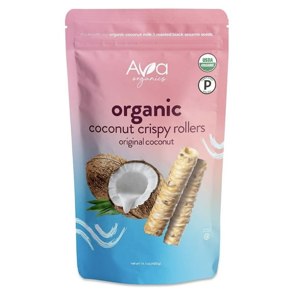 Ava Organics - Coconut Crispy Rollers - Original Coconut (Family Size - 14.1 oz bag)