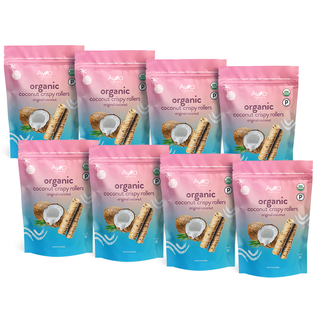 Ava Organics Coconut Crispy Rollers Original Coconut (Pack of 8, 2.8 oz)