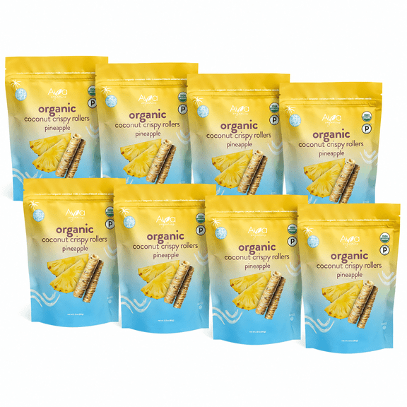 Ava Organics Coconut Crispy Rollers Pineapple (Pack of 8, 2.8 oz)