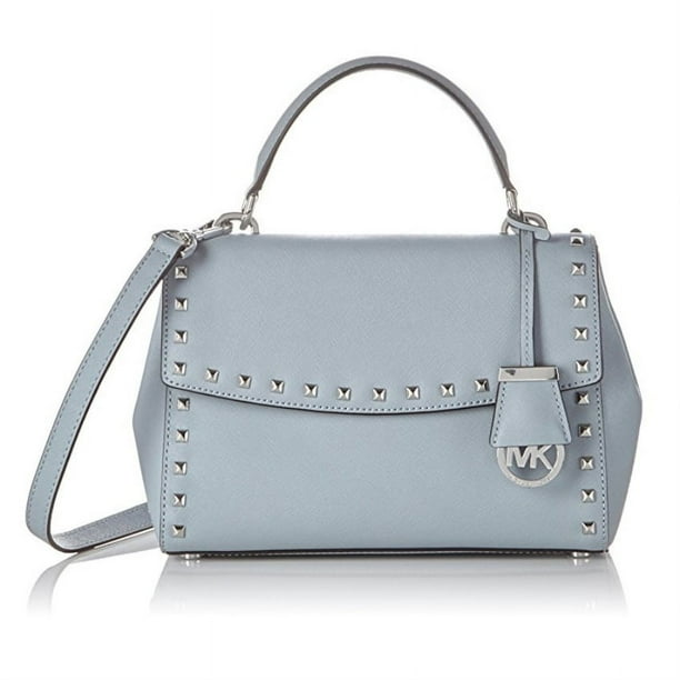 Ava Small Top Handle Satchel Studd Leather - Dusty Blue - 30T6SA6S1L ...