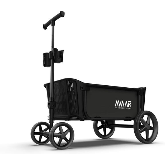 Avaar Collapsible Folding Wagon Cart, 400 lbs Capacity, Heavy Duty Utility Wagon for Camping, Black