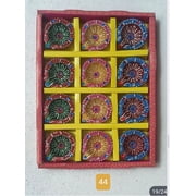 Avador Handmade Clay Diya Indian Puja Oil Lamp, Mitti Diya Lamp Engraved Design Diya for Diwali Pooja Color Pack of 12