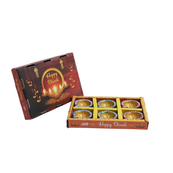 Avador Handmade Clay Diya Indian Puja Oil Lamp 2.5 inches in Diameter (Pack of 6)