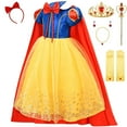 thumbnail image 1 of Avady Princess Snow Whtie Costume for Girls Princess Dress Up Short Sleeves Dress with Red Cape, 1 of 4