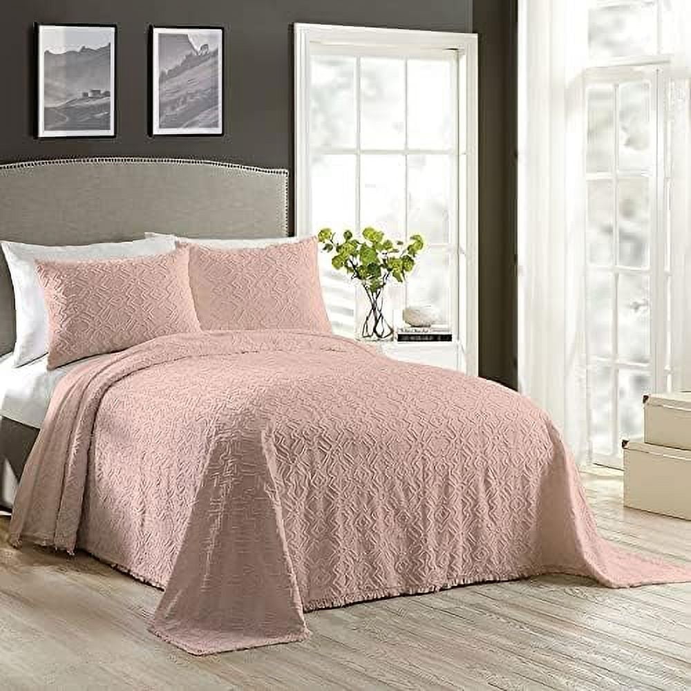 Avah Blush Cotton Twin Reversible Bedspread