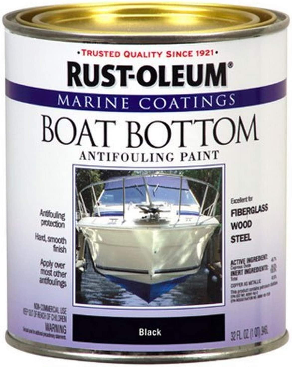 Available 207012 Marine Flat Boat Bottom Antifouling Paint, 1-Quart, Black, (Pack of 1), 32 Fl Oz