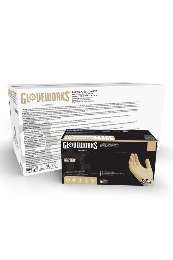 HD Ivory Latex Disposable Gloves, 8 Mil, Powder-Free, M, 1000