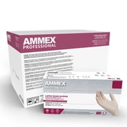 AMMEX White Latex Disposable Exam Gloves, 4 Mil, Powder-Free, Food-Safe, Lightly-Textured, Non-Sterile, Small, Case of 1000