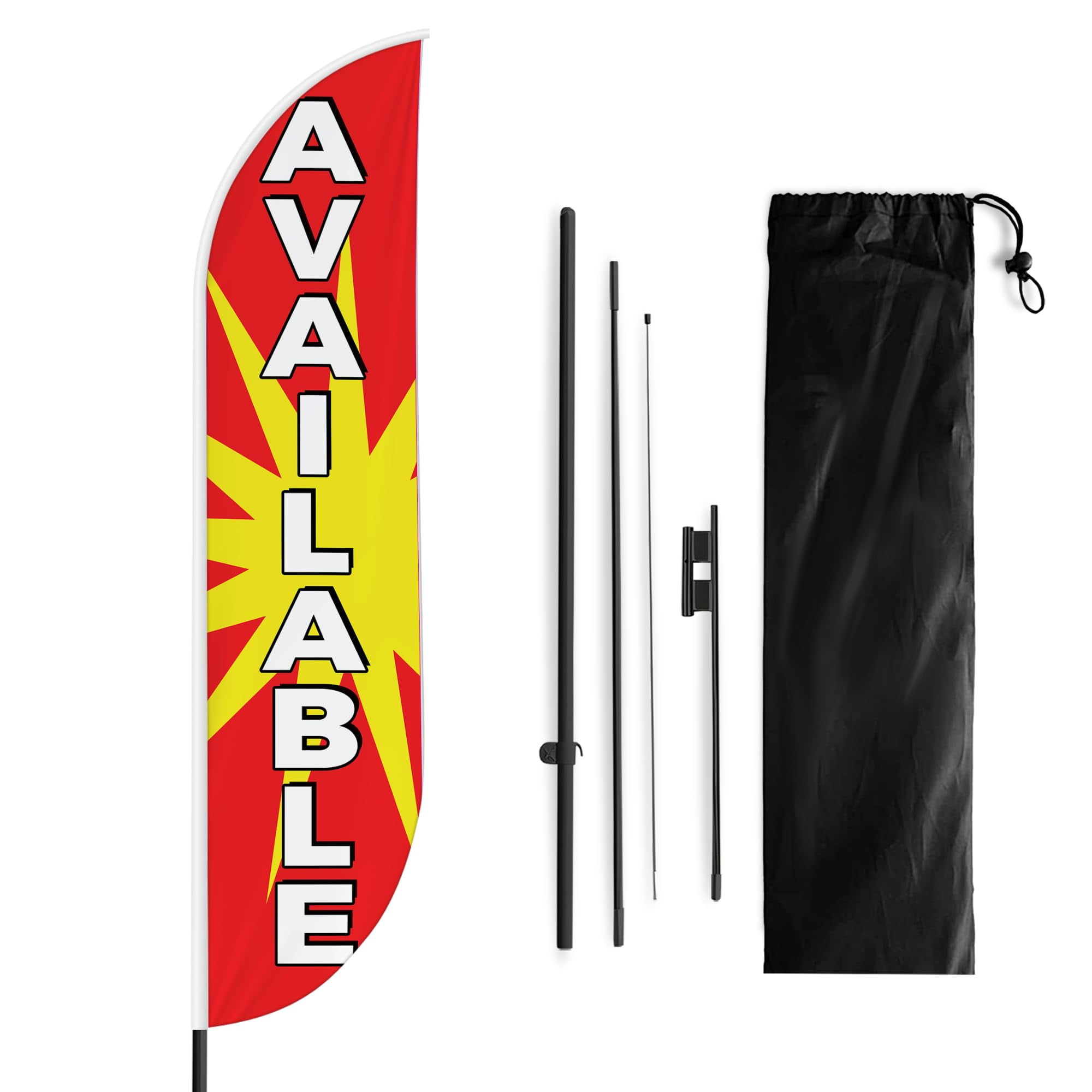 Available Sign feather flag Pole kit for Outdoor by Mavis Printing | 15 FEET Long Polyester Outdoor Banner Flag for Easy Hang | HD Print Swooper Flags to Advertise Real Estate Business