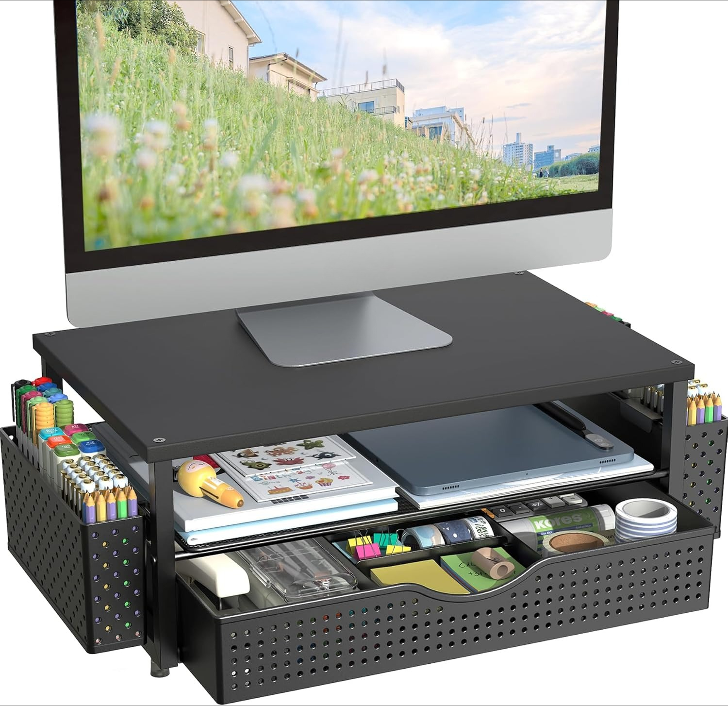 Desk Riser Drawer Available in multiple colors and styles Stand Riser with Drawer & 2 Pen ...