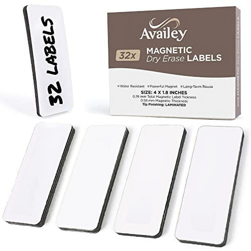 Availey 32 Pieces Dry Erase Labels Reusable Strips for