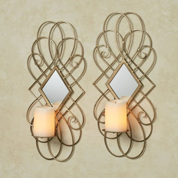 Avalaine Mirrored Wall Sconces Antique Gold Pair 9”Wx5”Dx20”H Pair