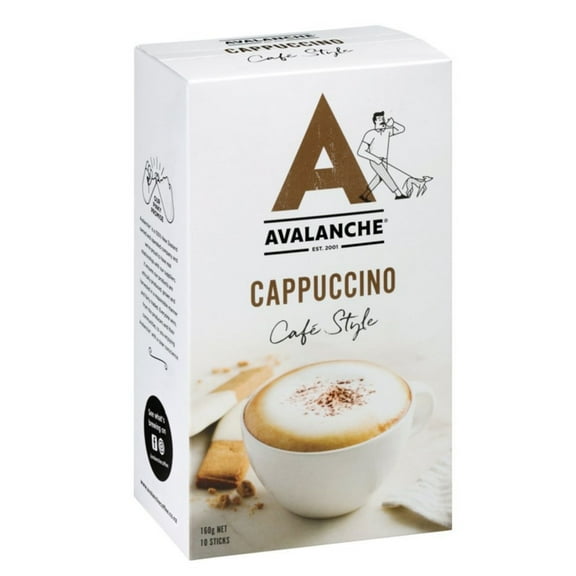 Avalanche Cappuccino Caf Style specialty sweet coffees give you that velvety smooth decadent coffee break in a cup. 10 packets per 5.64 oz. box
