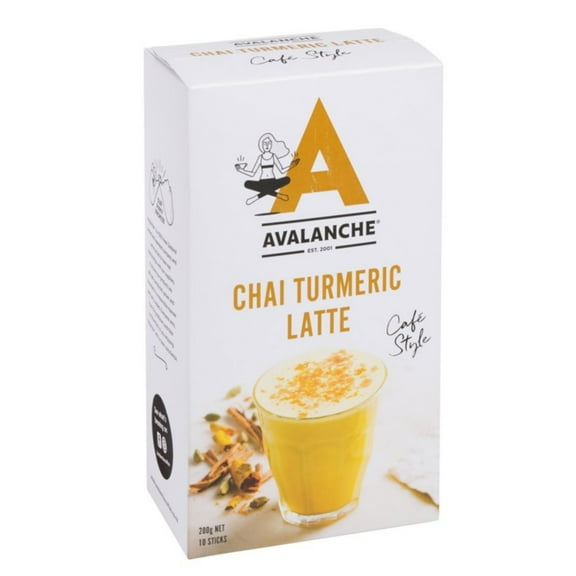 Avalanche Chai Turmeric Latte Caf Style specialty sweet spicy coffees give you that velvety smooth decadent coffee break in a cup. 10 packets per 5.64 oz. box