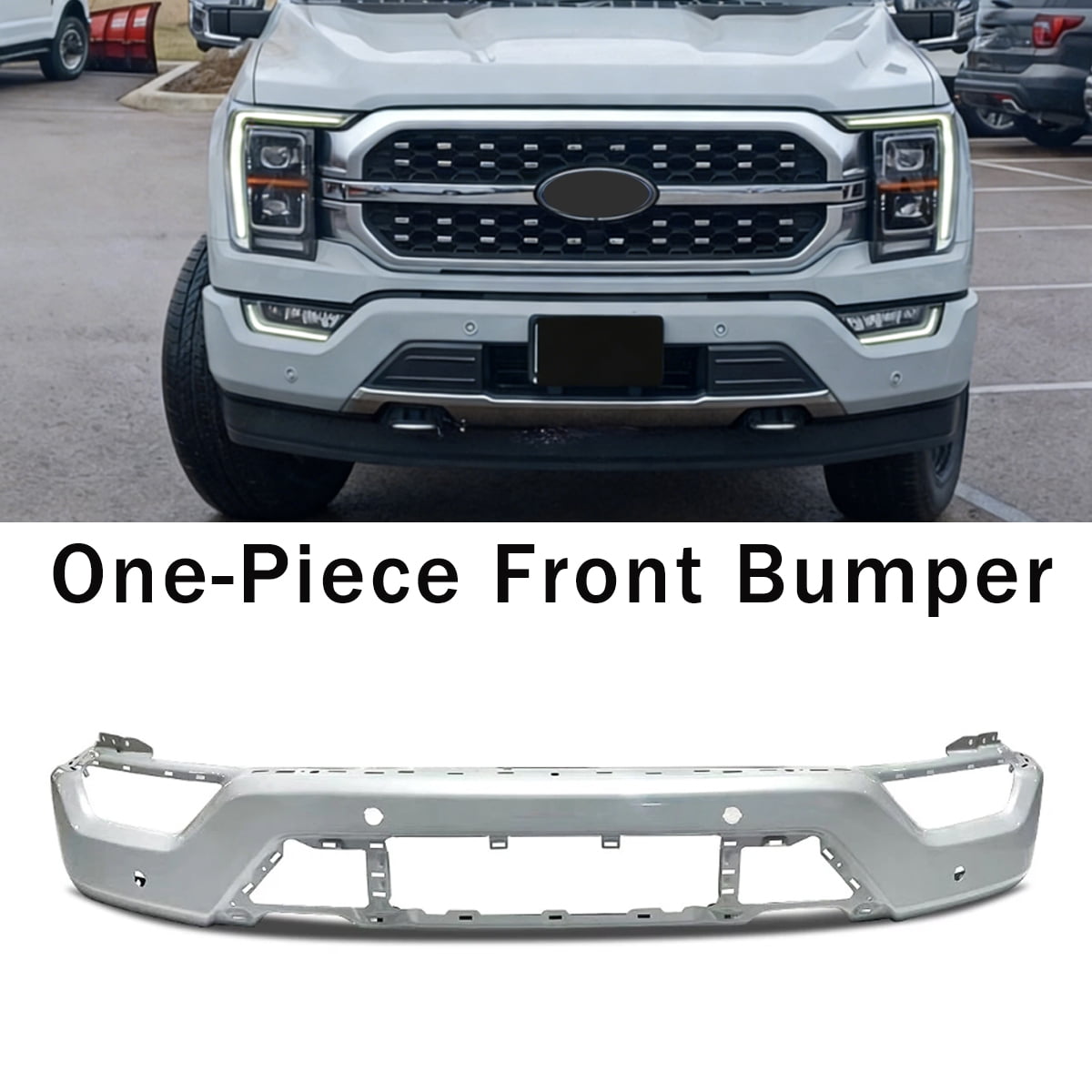 Avalanche Grey For 2021-2023 Ford F-150 F150 Front Bumper Face Bar With 4 Parking Holes