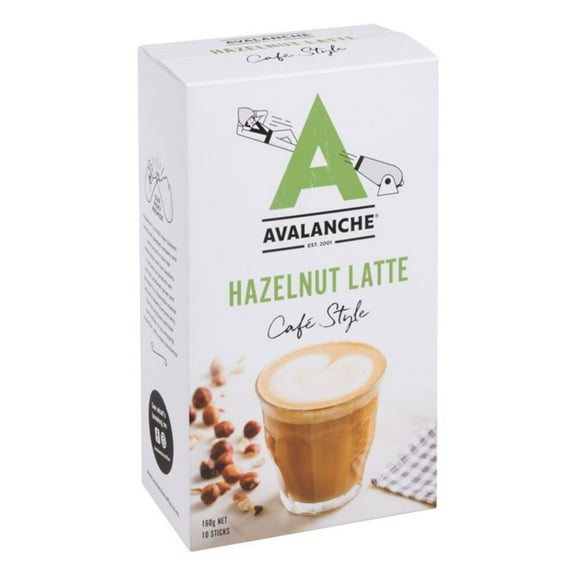Avalanche Hazelnut Latte Caf Style specialty sweet nutty coffees give you that velvety smooth decadent coffee break in a cup. 10 packets per 5.64 oz. box