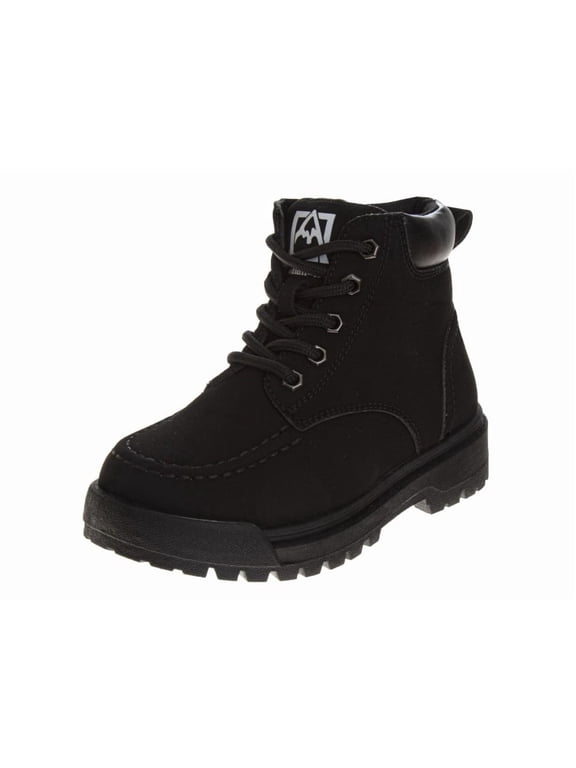 Lace Up Boots Boys, Durable Rugged Outdoor Work Boot Style High, Traction Sole (Little Kid Big Kid), Black, Size: 13