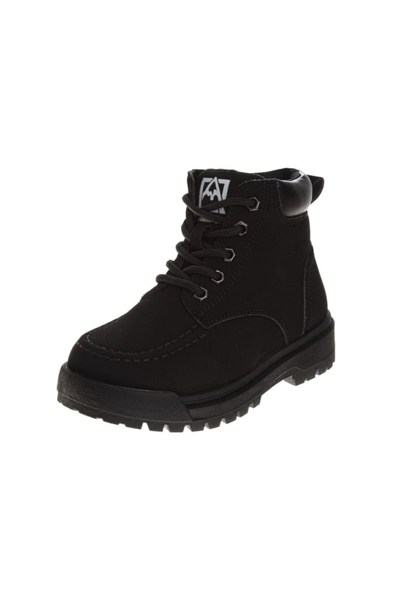 Lace Up Boots Boys, Durable Rugged Outdoor Work Boot Style High, Traction Sole (Little Kid Big Kid), Black, Size: 1