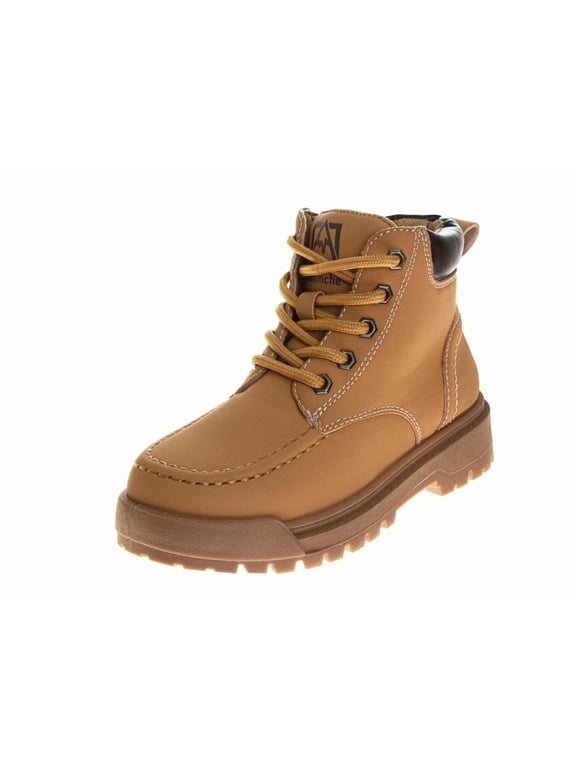 Lace Up Boots Boys, Durable Rugged Outdoor Work Boot Style High, Traction Sole (Little Kid Big Kid), Wheat, Size: 1