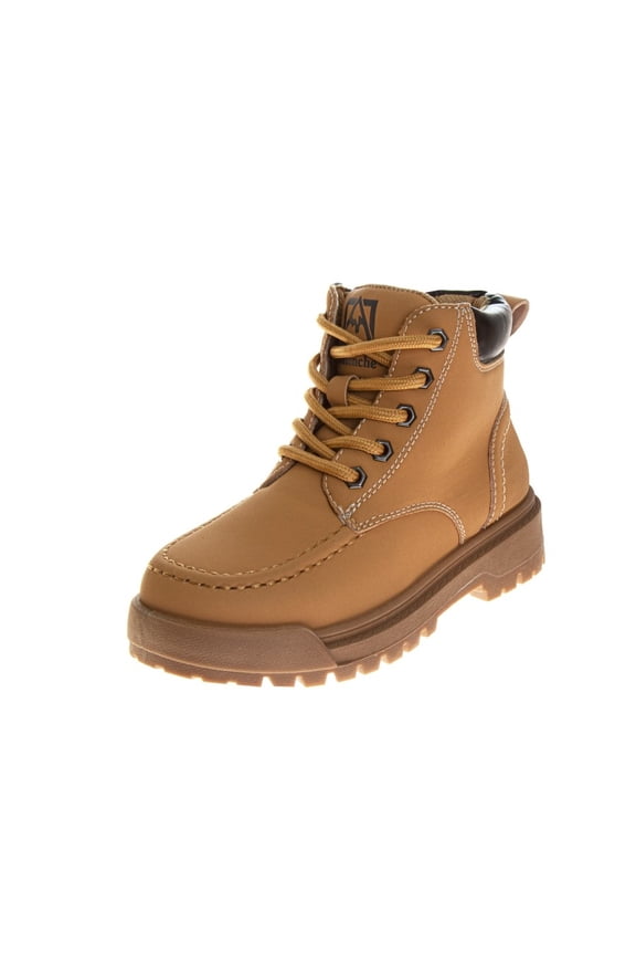 Lace Up Boots Boys, Durable Rugged Outdoor Work Boot Style High, Traction Sole (Little Kid Big Kid), Wheat, Size: 3