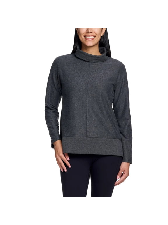 Ladies' Cowl Neck Pullover, Gray, M