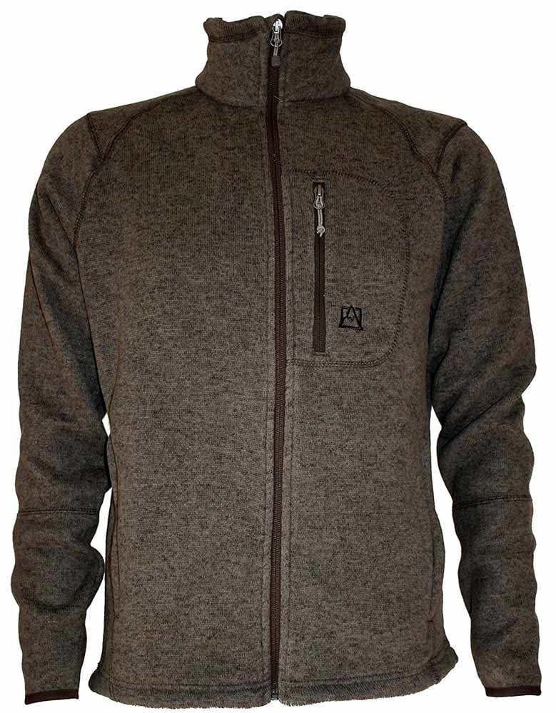 Avalanche Men Full Zip Fleece Jacket Mock Neck Sweater Morel Brown L