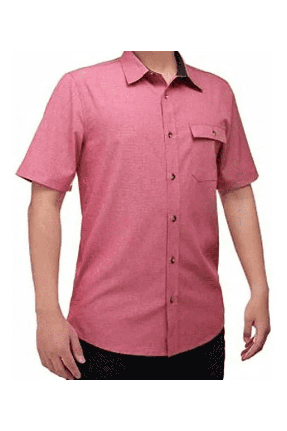 Men's Performance Short Sleeve Woven Shirt, Red , X-Large