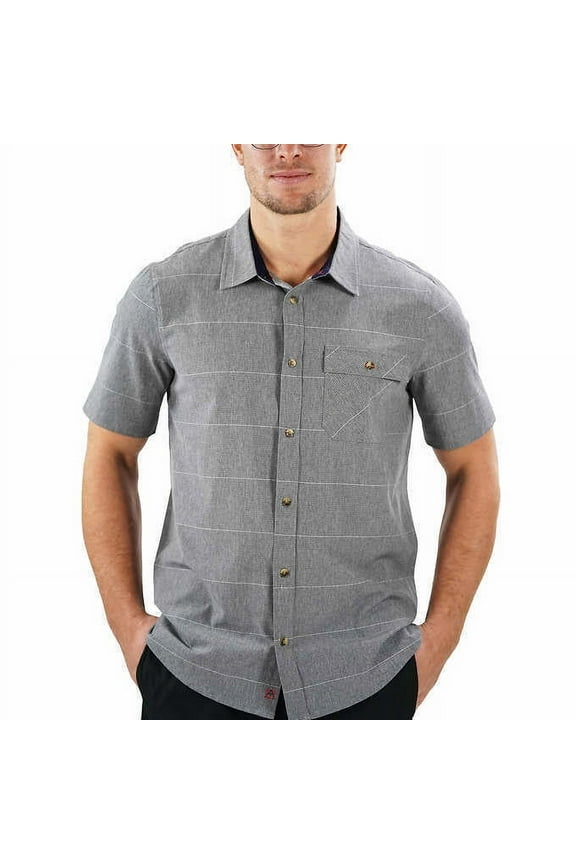 Men's Performance Short Sleeve Woven Shirt (XXL, Gray)