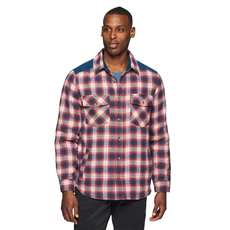 Avalanche Men's Plaid Brushed Flannel Hiking Shirt Jacket With